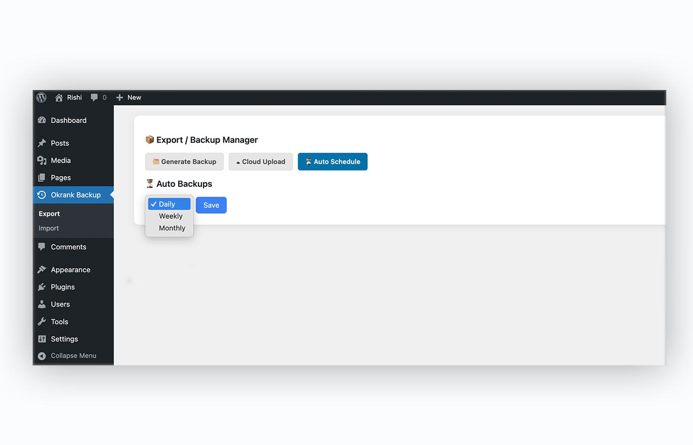 WordPress Cloud Backup Storage